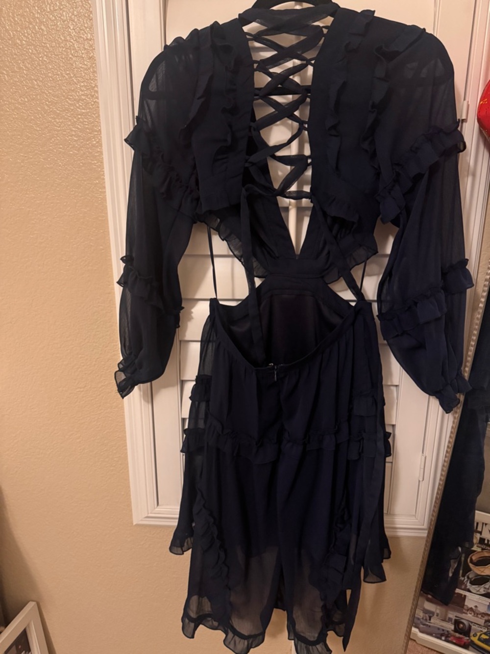Vici Navy High-Low Ruffle Cutout Dress - Picture 3 of 3